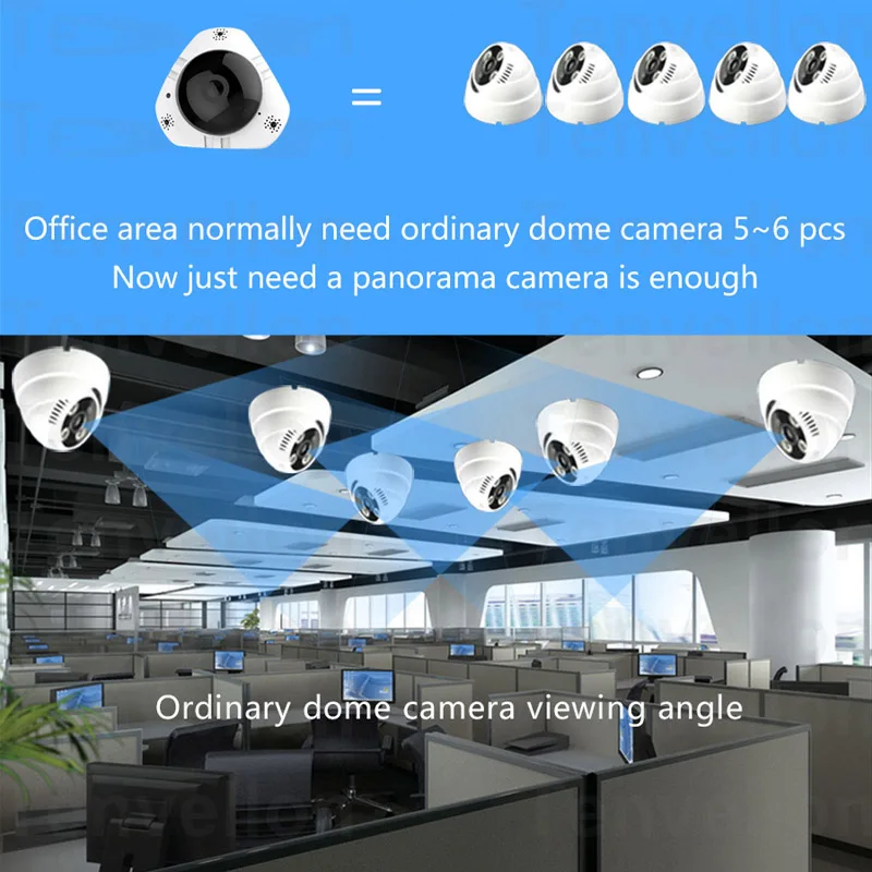 960P WIFI IP Camera 360 Degree Panoramic IP Camera 1.3MP FIsheye Lens Wireless Smart CCTV Camera TF Card IR Baby Monitor Remote