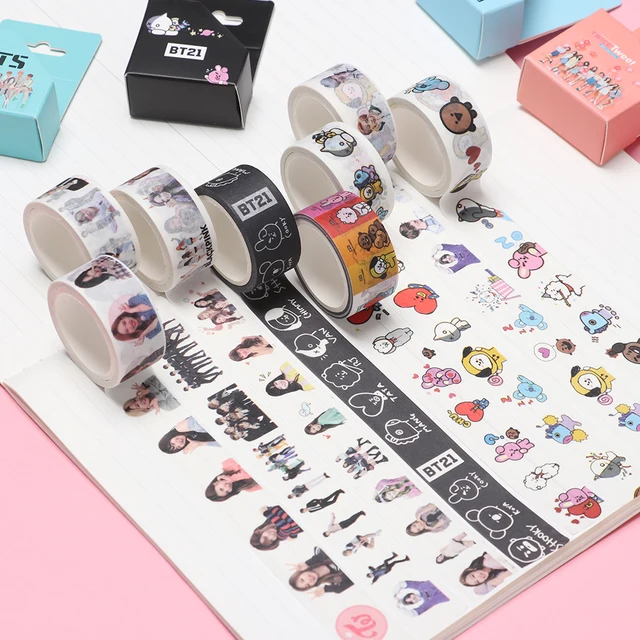 5m roll bts bt21 twice blackpink washi tape diy paper masking
