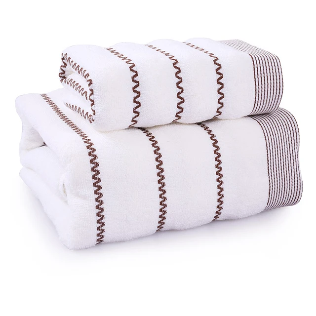Brown Grey White 100 Cotton Striped Towel Set 1PC 70cm*140cm Bath