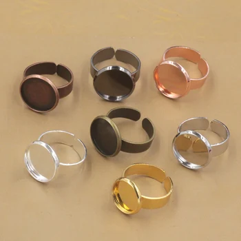 

7 color 50pcs/pack jewelry accessories ring setting adjustable blank base ring finding fit 10mm-20mm glass cabochon handmade