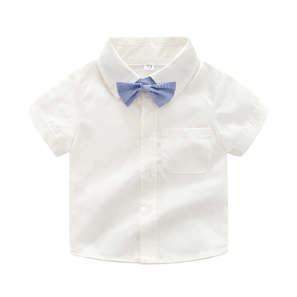 

Tem Doger Baby Boys Gentleman Shirts Long Sleeve Cotton White Bow tie Tops Infants Newborn Outfits