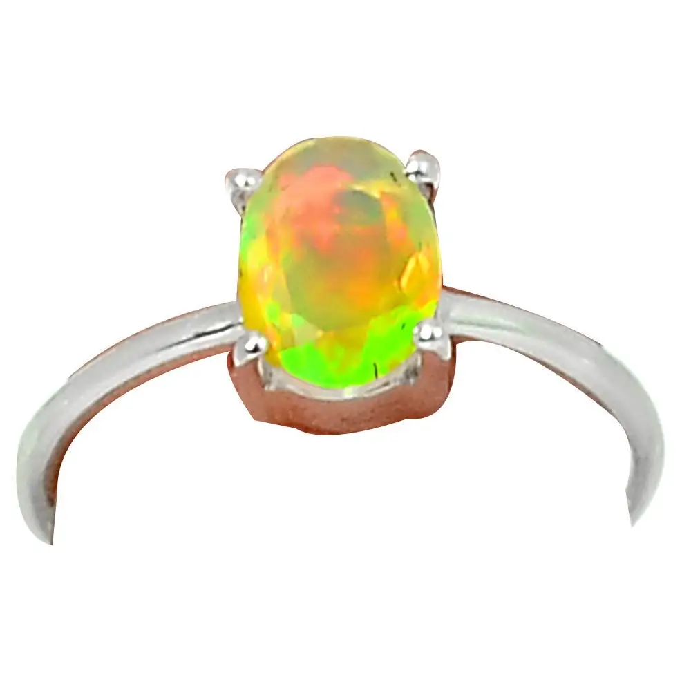 

Genuine FACETED ETHIOPIAN OPAL Ring 925 Sterling Silver Jewelry,USA Size :7.25, MHBAR3816