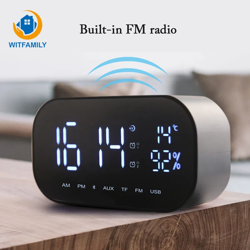 

Multifunction Intelligent Wireless Bluetooth Clock FM radio with Speakers Home LED Display Digital Table temperature Alarm Clock