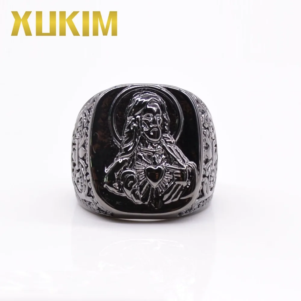 

Xukim Jewelry High quality Fashion Custom Color Religious Jesus 316L Stainless Steel Ring for Men