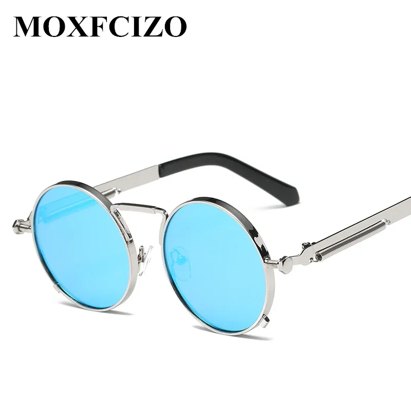 Gothic Steampunk Round Sunglasses Women Men Metal Wrap Eyeglasses Round Brand Designer Sun