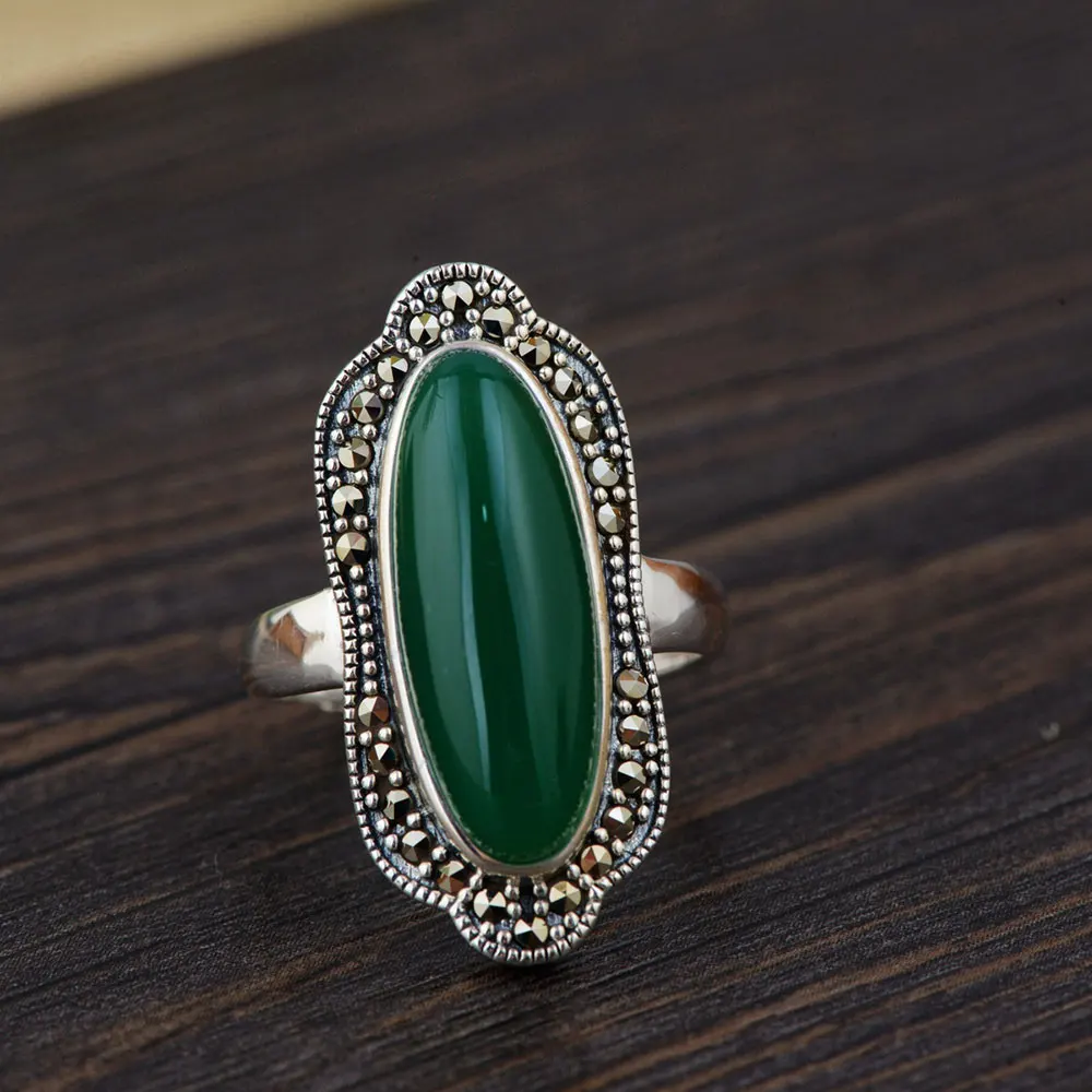 Женское кольцо из тайского серебра 925 пробы с халцедоном|thai silver ring|fashion rings for womenrings