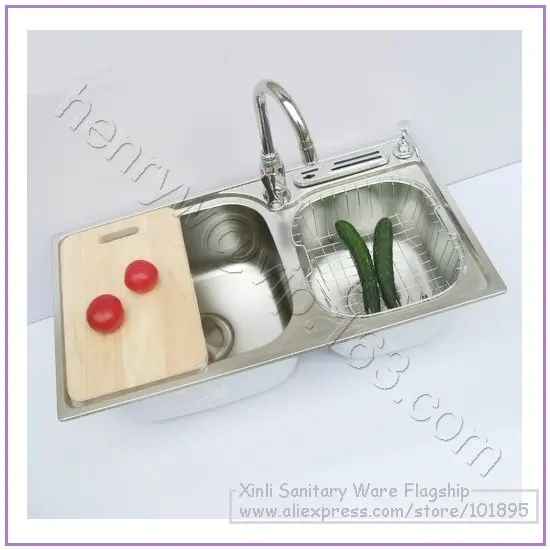 Retail Luxury SUS304 Stainless Steel Kitchen Sink With Faucet, Double