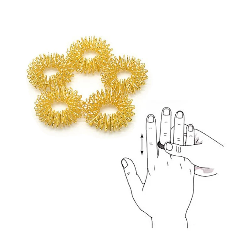 5Pcs Finger Massage Ring Acupuncture Health Care Body Acupressure Massager