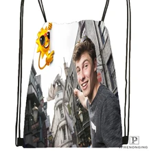 Custom BShawn Mendes Drawstring Backpack Bag Cute Daypack Kids Satchel (Black Back) 31x40cm#180531-03-12