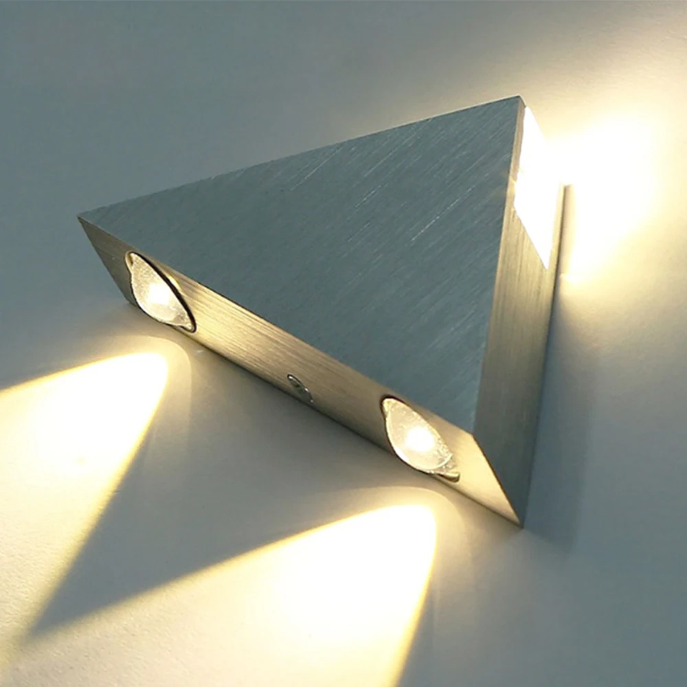 10pcs/lot AC 85 265V 3W Aluminum Triangle LED Wall Lamp High Power