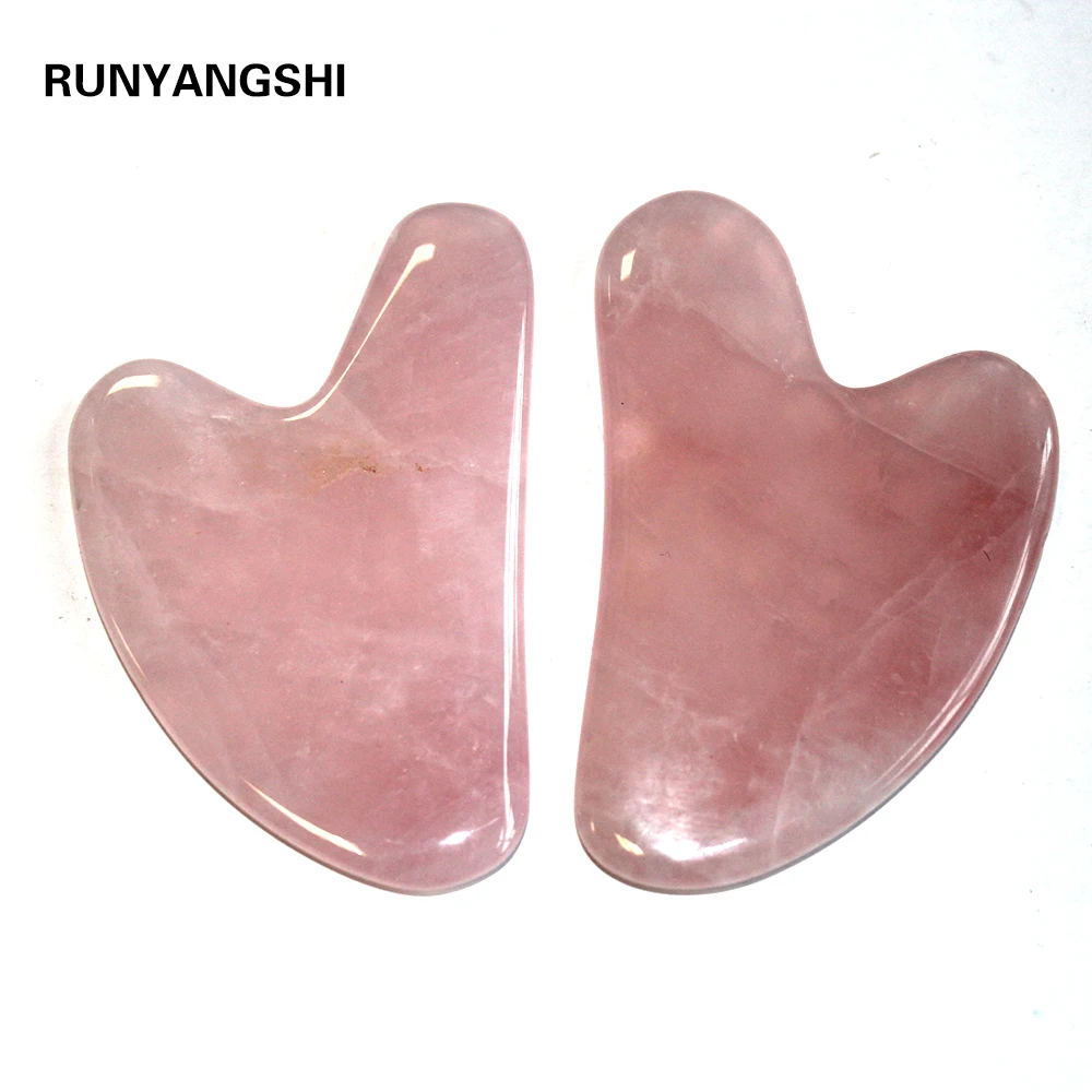 Natural Rose Quartz Gua Sha Board Pink Jade Stone Body Facial Eye Scraping Plate Acupuncture Massage Relaxation Health Care