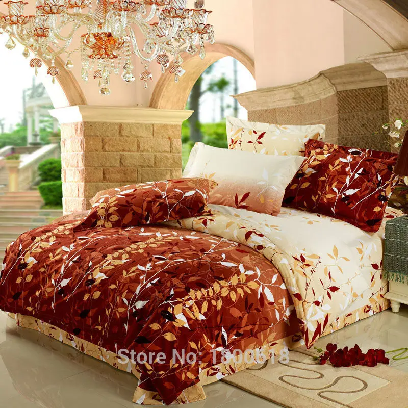 2015 4pcs Comfort Set Late Autumn Leaf Bedding Sets Cheap Cool