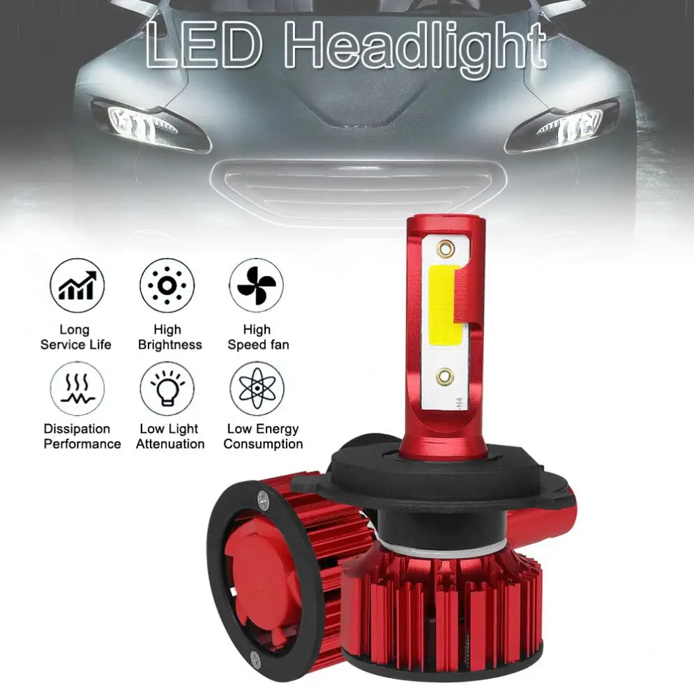 2 шт Универсальный H4/9003/HB2 Q1 12000LM 6000K 120W COB светодиодный автомобильный головной светильник, комплект Hi/Lo светильник, лампа