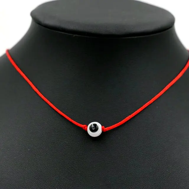BPPCCR Blue Eye Red Nylon rope String Chokers Necklace Silver Color