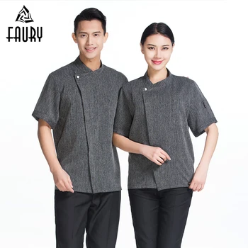 

High Quality Chef Uniform Women Men Short-sleeve Kitchen Restaurant Bakery Sushi Chef Jacket Waiter Workwear Chef Jackets