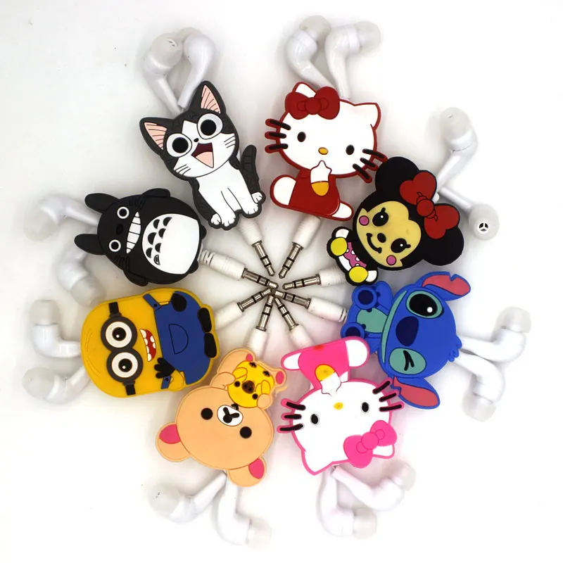 

2016 NEW cartoon in-ear wired 3.5mm earphone Despicable Me Hello Kitty Minions model stitch bear Telescopic anime headphones