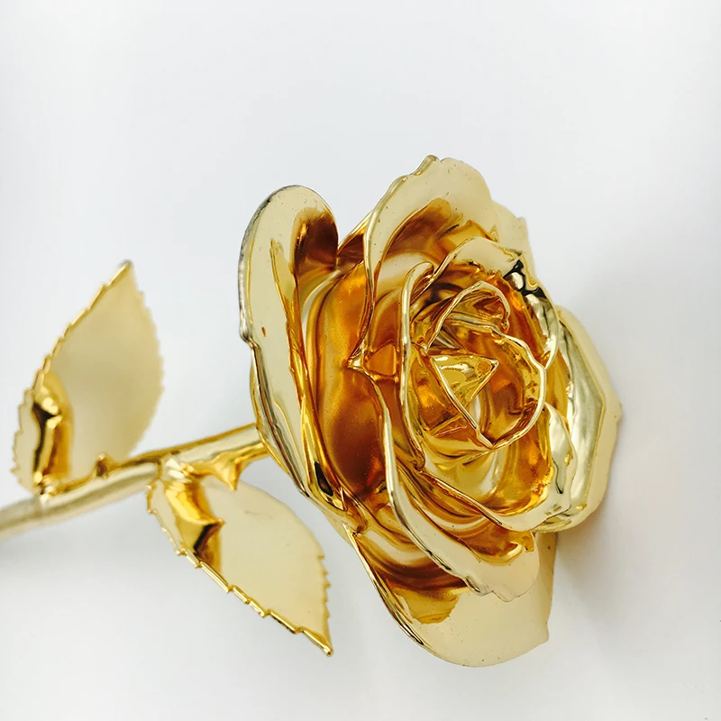 Rosa Oro 24K In Acrilico Con Confezione Regalo – Fiore Artificiale Placcato Oro (Blu)