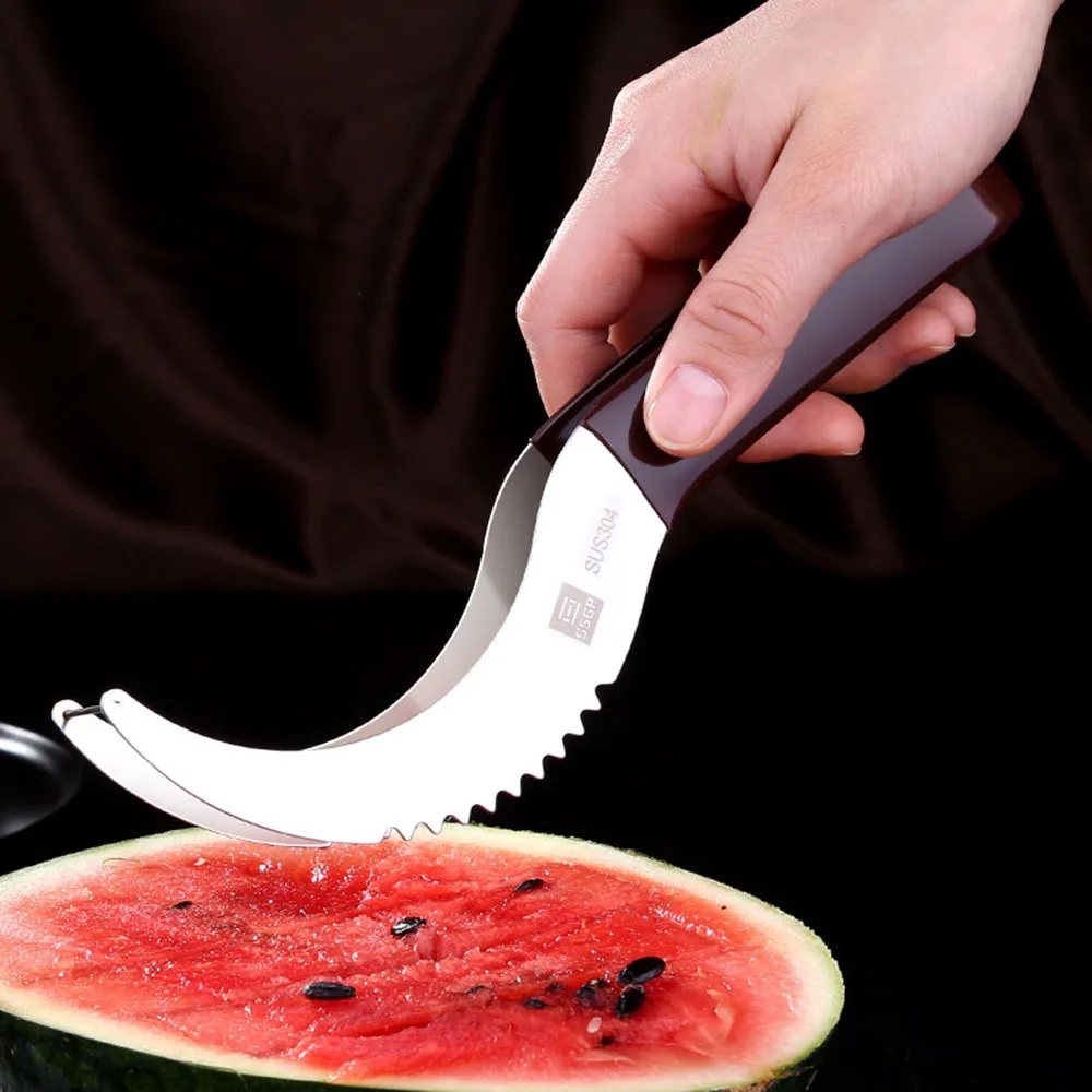 Нержавеющая сталь нож для нарезки дыни Ножи нож для удаления сердцевины и нарезания приспособления для фруктов и овощей сегментации скольжения дыни кухонные принадлежности для резки