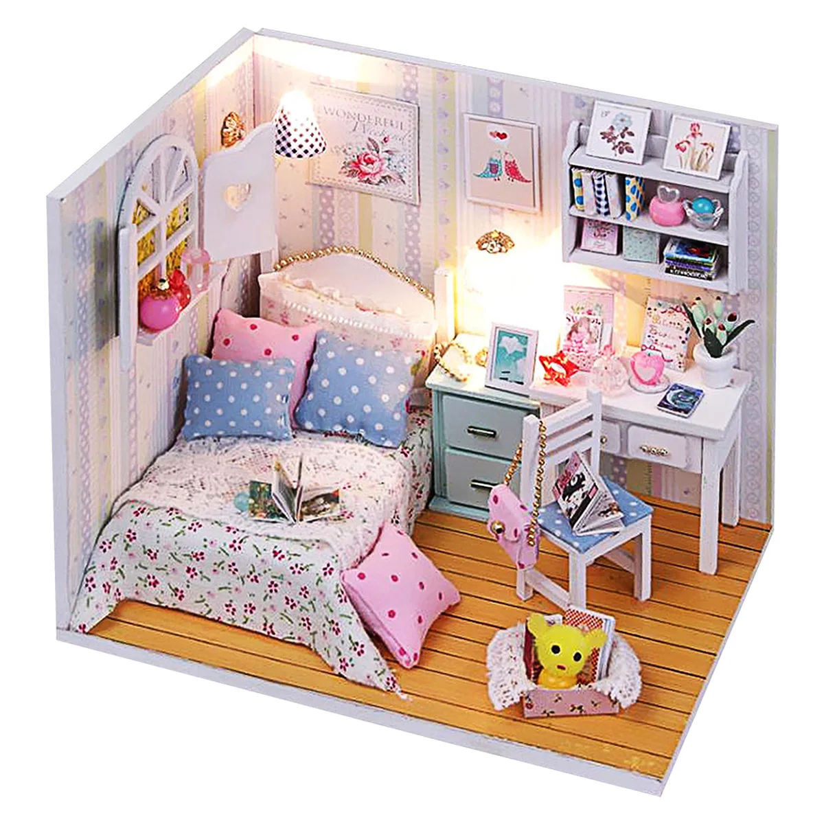 Поделки из дерева кукольная Миниатюра с светодиодный мебель крышка Кукольный дом игрушки для Для детей номер Забавный творческих взрослых