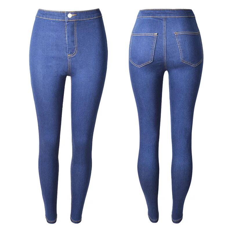 

2018 Autumn Fashion Plus Size Solid High Waist Ankle-Length Women Casual Stretch Skinny Pencil Jeans