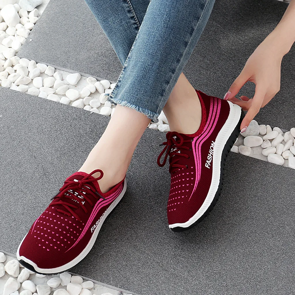 Women's Fashion Casual Breathable Lightweight Lace Up Shoes Sport Running Shoes shoes woman platform sneakers sneakers platform