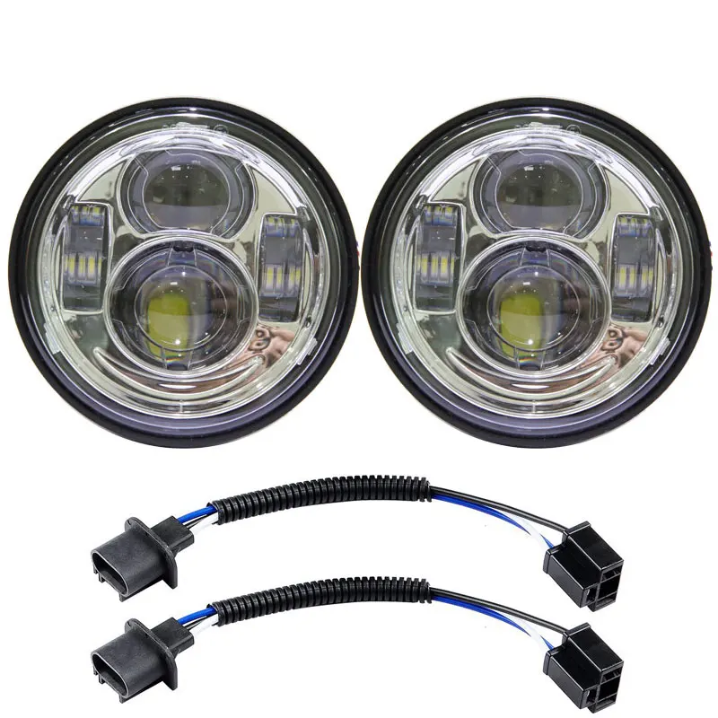 Whitout DRL Chrome Мотоцикл черный светодиодный двойные фары с белым дневным ходовым светом фары для мотоцикла-Dyna Fat Bob FXDF модели - Цвет: Whitout DRL Chrome