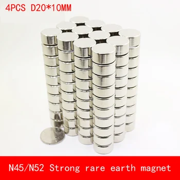 

4PCS D20*10mm N45 N52 round Super Strong NdFeB rare earth permanent magnet surface plating Nickel diameter 20mm thickness 10mm