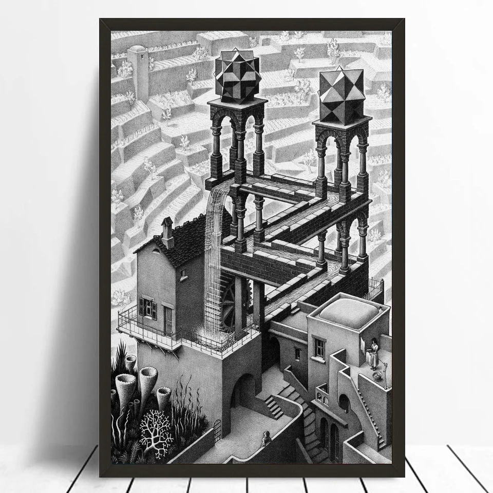 M C Escher релятивность Оптическая иллюзия рисунок плакат холст печать | Дом и сад