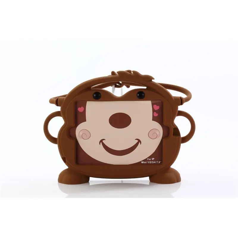 Brown XSKEMP Планшеты чехол для iPad mini 5 7,9 A2133 A2124 A2126 A2125 мультяшная Ручка Стенд дети EVA противоударный чехол+ закаленное Стекло - Цвет: Brown