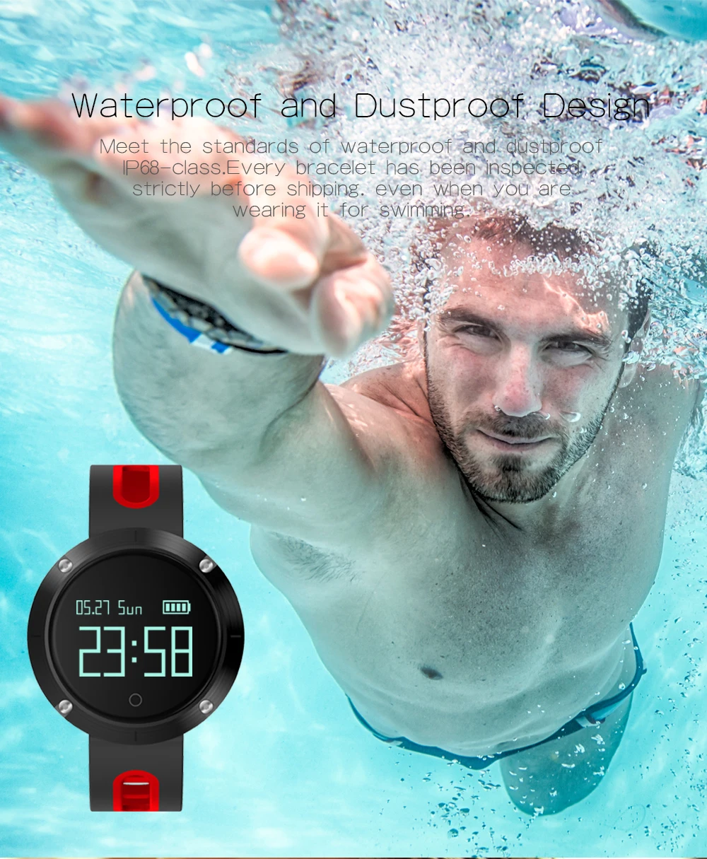 MAKIBES DM58 BLUETOOTH SPORTS HEART RATE SMART BAND WITH BLOOD PRESSURE MONITOR IP68 WATERPROOF WRISTBAND 237054 37