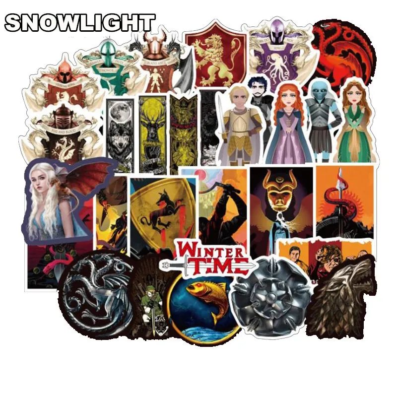 10/30/50/100pcs/pack Cartoon Game Of Thrones Stickers Drama Series For Luggage Car Laptop Notebook Decal Skateboard Sticker
