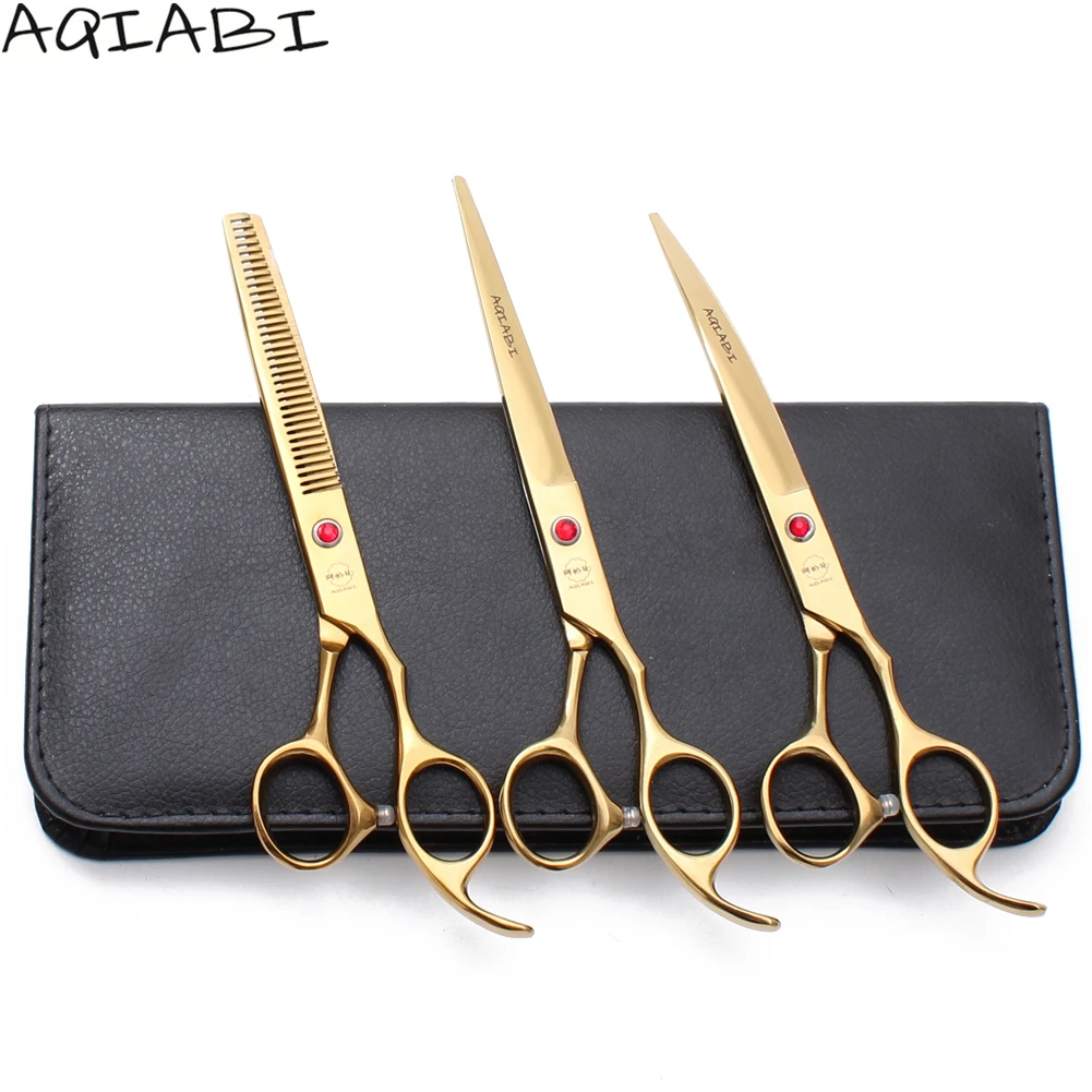 A3003 3pcs Suit 7.0" Aqiabi Dog Grooming Scissors Straight Scissors