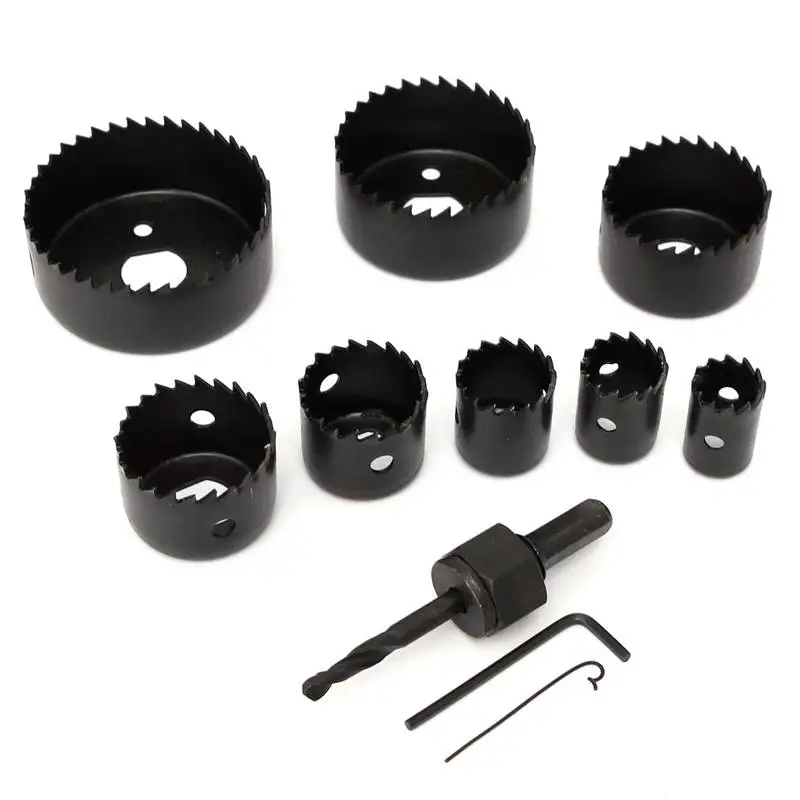 

Different Quality 8 In 1 Woodwork Wood Cutting Twist Drill Bit Hole Saw PVC Cutter Set 19-64mm Cutting safely