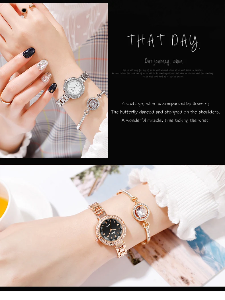 Luxury 2 PCS Set Watch Women Silver Rhinestone Bracelet Watch Jewelry Ladies Female Hour Casual Quartz Wristwatches Dropshipping