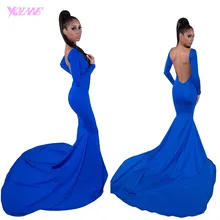 2017 New Arrival Sexy Backless Prom font b Dresses b font Mermaid Long Sleeves Spandex Boat
