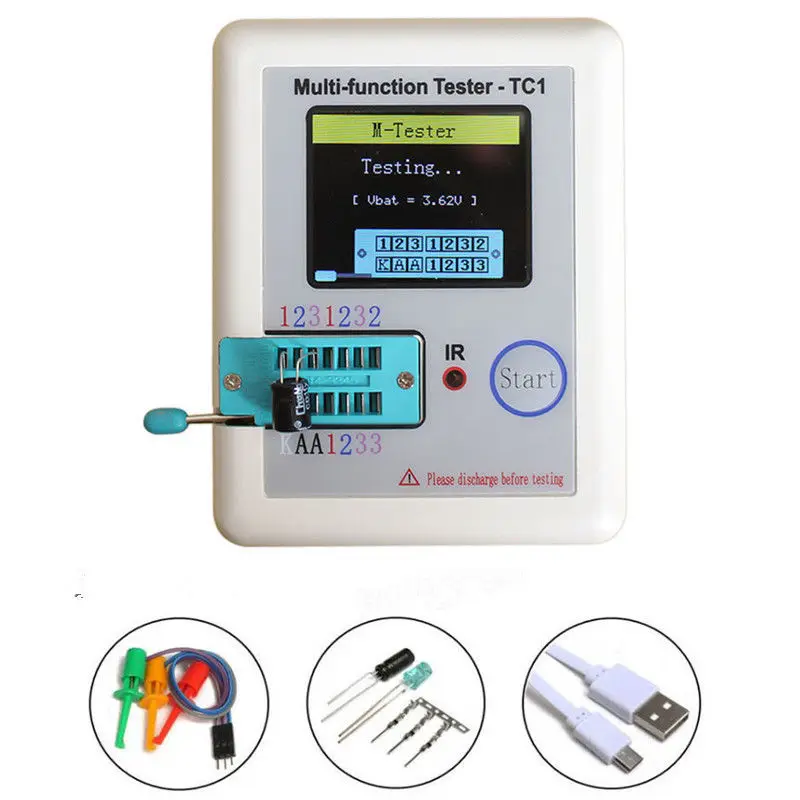 

LCR-TC1 Transistor Tester TFT Diode Triode Capacitance Meter NPN PNP MOSFET 3.5inch Multifunctional Backlight diy