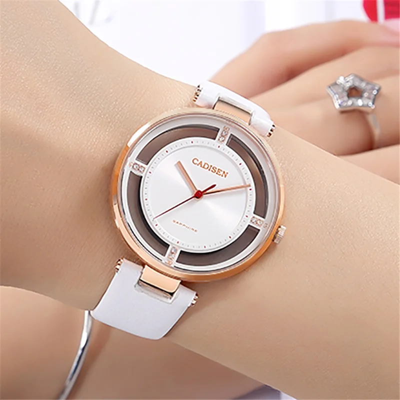 Goedkoop 2018 Nieuwe Luxe Merk CADISEN Vrouwen Lederen Horloge Mode Gen egrave;ve Famale Horloges Lady Quartz Horloges Relogio Mujer Gift