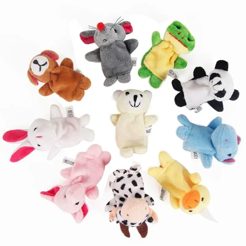 

10Pcs Cartoon Animal Finger Puppets Set Mini Plush Baby Boys Girls Story Telling Hand Cloth Doll Educational Toys