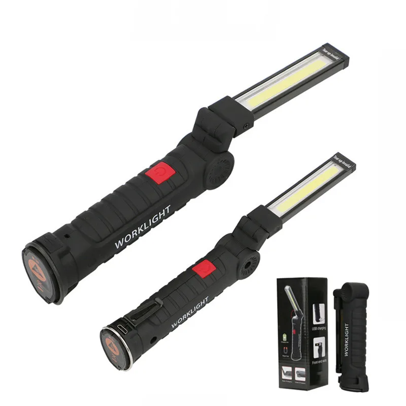 

Rechargeable Flashlight USB Torch LED Work Light Portable Magnetic COB Hanging Hook Lanterna For Outdoor Camping Car Repair Lamp