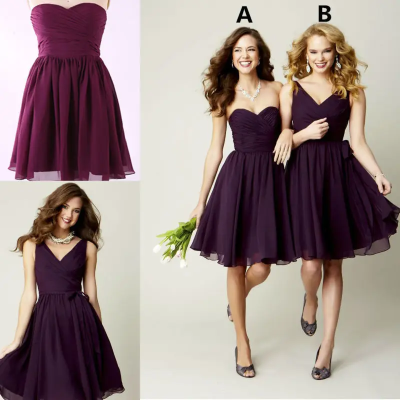 Short Plum Bridesmaid Dresses 2017 Y Junior Dress Short Plum Bridesmaid Dresses 2017 Y Junior Dress Chiffon Brides Maid Gowns Robe Demoie D Honneur Courte In From