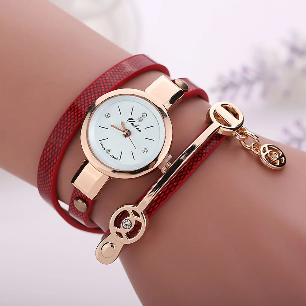 Relojes mujer Women Metal Strap Wristwatch Bracelet Quartz watch Woman Ladies Watches Clock Female Fashion Women Watches - Цвет: red