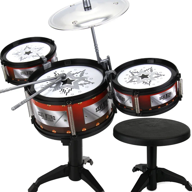 Children Jazz Drum Toy Cymbal Sticks Rock Set Musical Hand Drum Kids DIY Funny Drums Gift