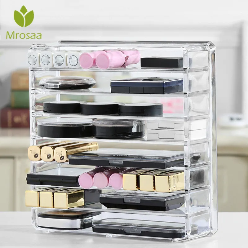 

Plastic PS Acrylic Makeup Holder Vanity Cabinet Powder Display Shelf Makeup Organizer Clear Cream Storage Box Clarity Cosmetic