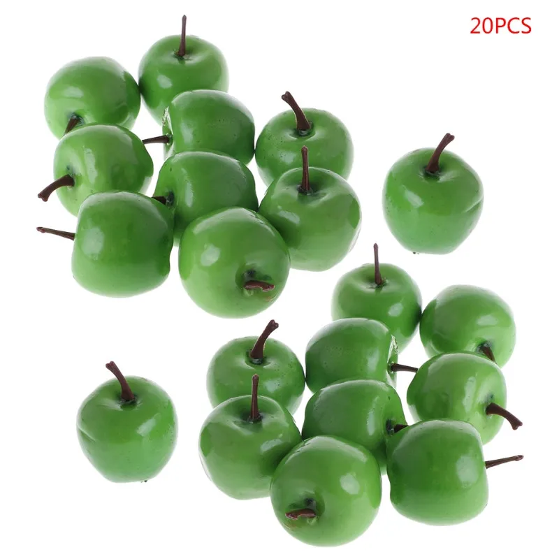 20 шт реалистичное искусственное яблоко поддельные фрукты Disply домашние вечерние декоративные пены поддельные фрукты Новинка - Цвет: Зеленый
