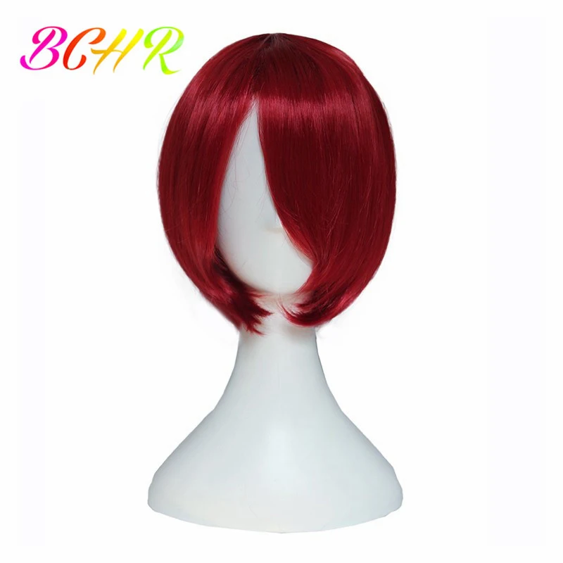 

BCHR Cosplay Wigs For Women Red Yellow Blue Blonde Short Bob Wigs With Bangs Straight Synthetic Wig for Costume Hair