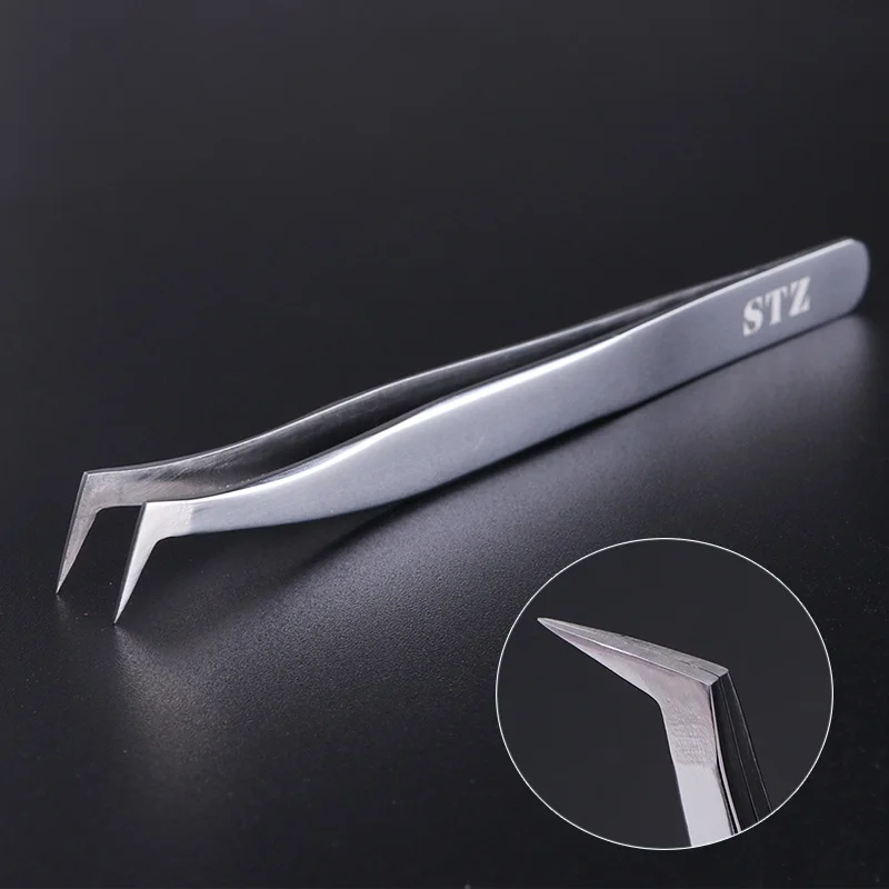 STZ 1pcs Stainless Steel Eyelash Extension Tweezers Straight Curved Curler For Eyelash-false Clip Makeup Nail Art Tools S01-05 4