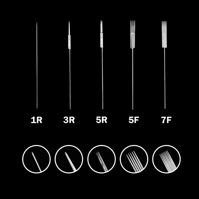 

500pcs 1RL/3RL/5RL/5F/7F Sterilized Disposable Permanent Makeup Needles Tattoo Needle for Eyebrow Giant sun tattoo kit 0.35X50MM