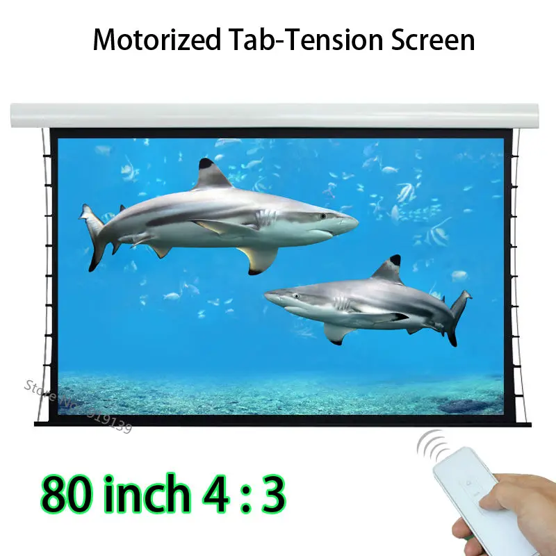 

Multimedia Cinema Screen 80inch 4:3 Tab Tensioned Projection Screens Built In Wireless Remote Control For Education