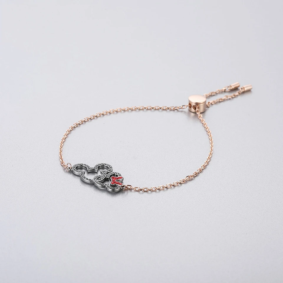 Мультяшный циркониевый браслет Минни Маус милый кавайный Титановый стальной браслет из материала инкрустированный цирконием розовое золото цвет женские ювелирные изделия