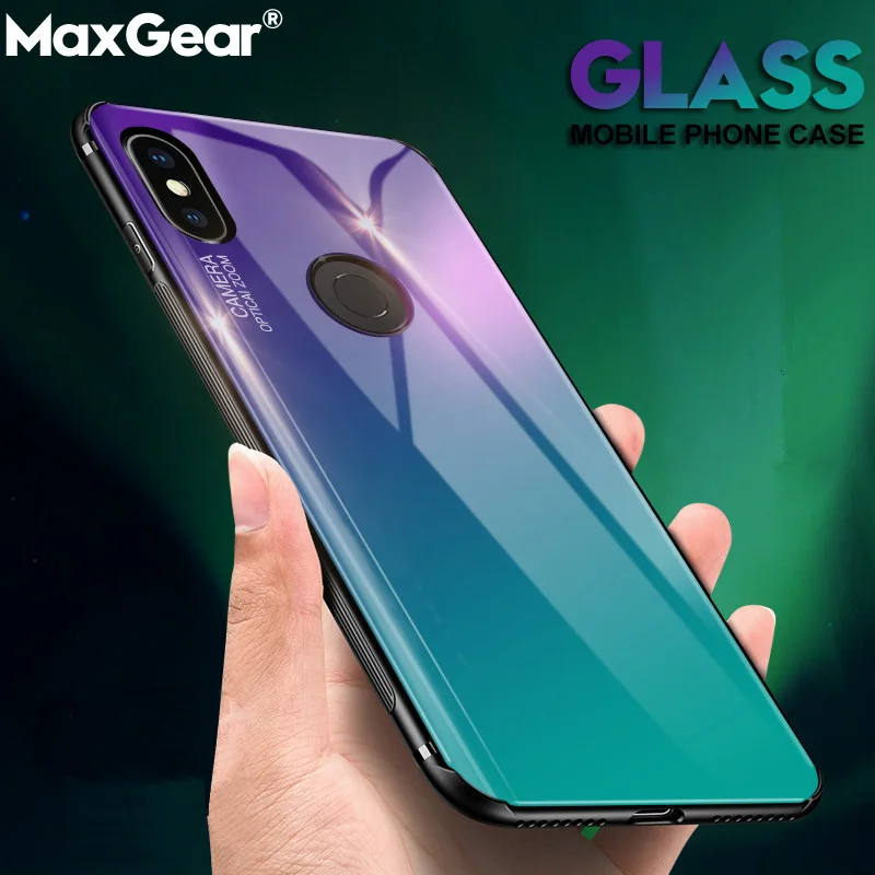 Градиентный чехол из закаленного стекла для Xiaomi Mi 5X 6X A1 A2 8 Lite Mix 3 Pocophone F1 Mi6 цветной